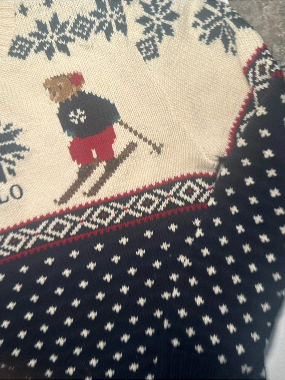 Polo Ralph Lauren Boys Ski Bear Fair Isle Sweater